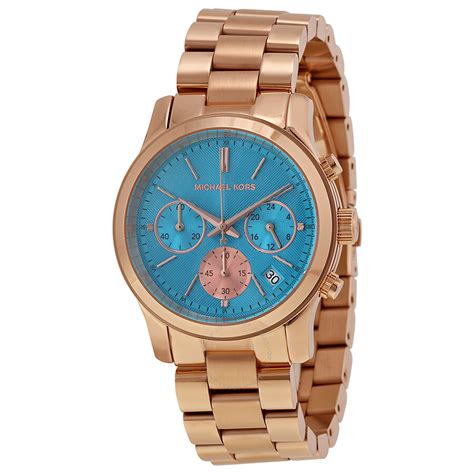 michael kors watch rose gold blue|rose gold mk watch cheap.